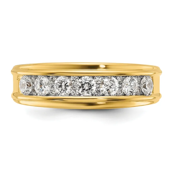 Goldia Rings 14k Yellow Gold 78 Ct Lab Grown Diamond VSSI G Seven Stone Polished Mens Ring
