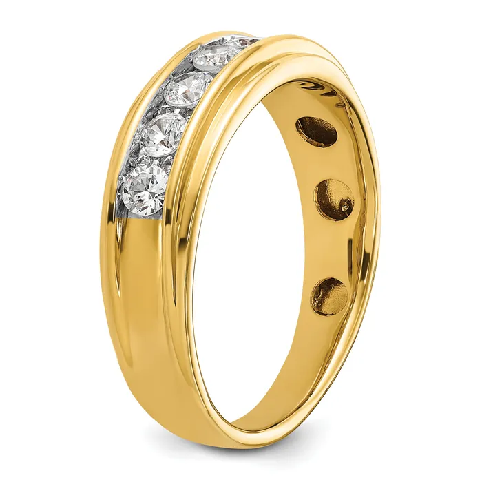 Goldia Rings 14k Yellow Gold 78 Ct Lab Grown Diamond VSSI G Seven Stone Polished Mens Ring
