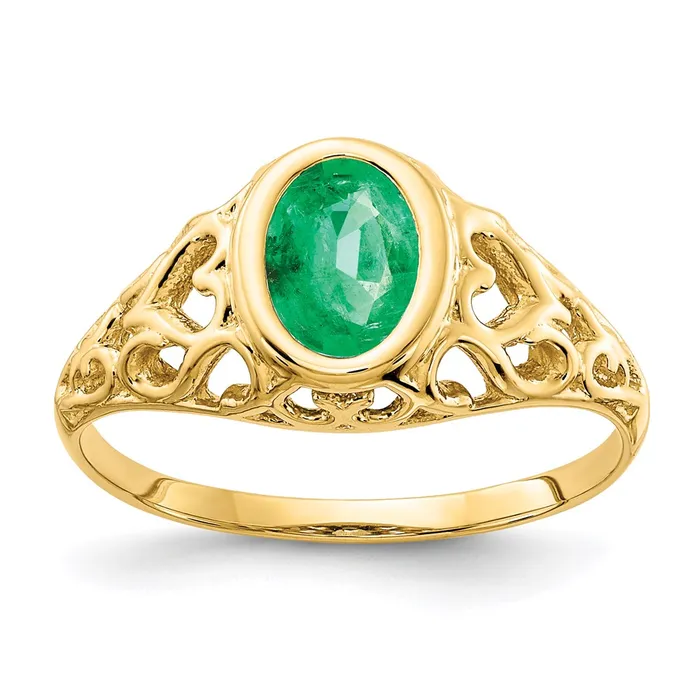 Goldia Rings 14K Yellow Gold 7x5mm Oval Emerald ring