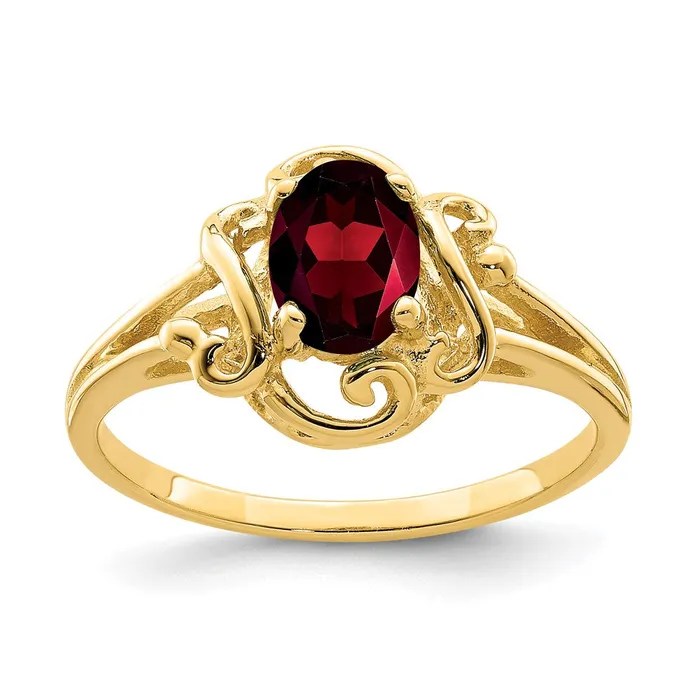 Goldia Rings 14K Yellow Gold 7x5mm Oval Garnet ring