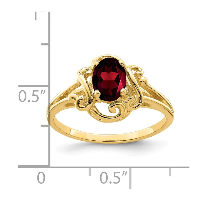 Goldia Rings 14K Yellow Gold 7x5mm Oval Garnet ring