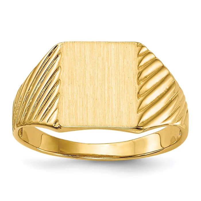 Goldia Rings 14K Yellow Gold 95x80mm Open Back Signet Ring