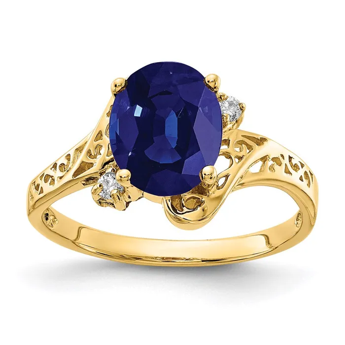 Goldia Rings 14K Yellow Gold 9x7mm Oval Sapphire A Real Diamond ring Goldia Rings 14K Yellow Gold 9x7mm Oval Sapphire A Real Diamond ring