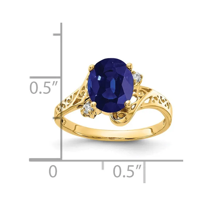 Goldia Rings 14K Yellow Gold 9x7mm Oval Sapphire A Real Diamond ring