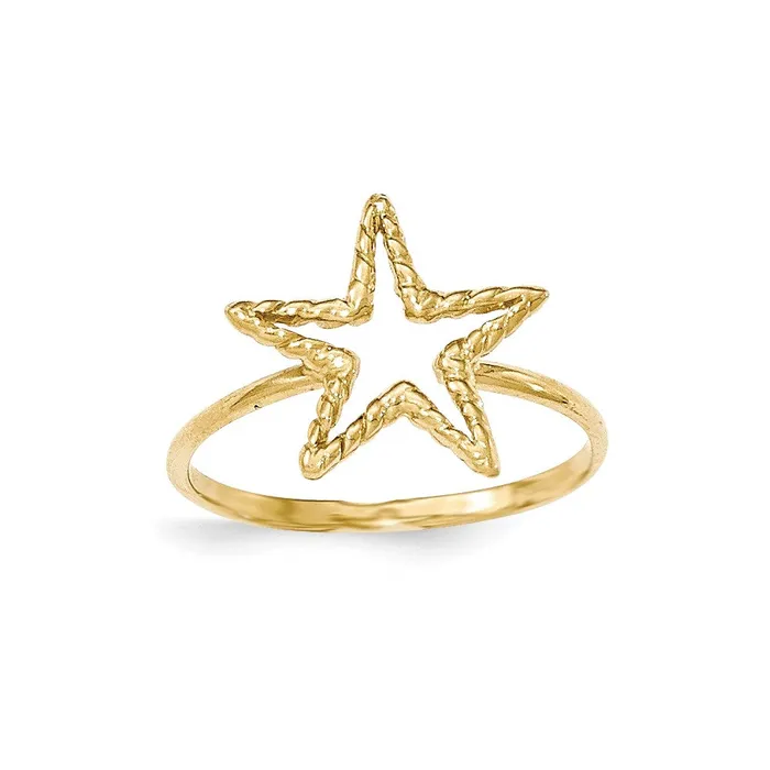 Goldia Rings 14K Yellow Gold Polished u0026 Textured Star Ring
