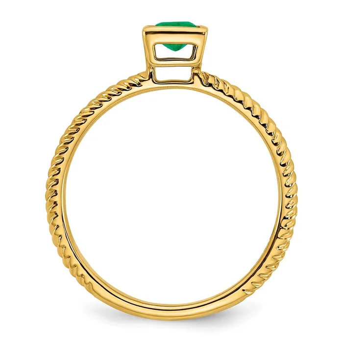 Goldia Rings 14K Yellow Gold Square Bezel Emerald Ring