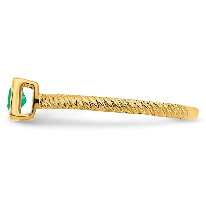Goldia Rings 14K Yellow Gold Square Bezel Emerald Ring