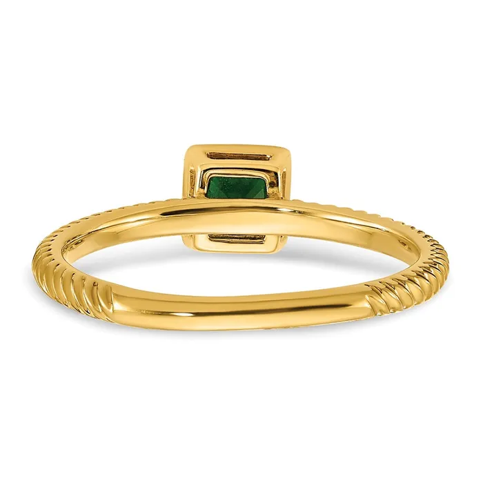 Goldia Rings 14K Yellow Gold Square Bezel Emerald Ring