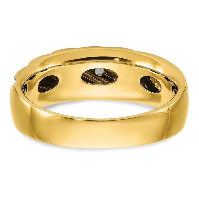 Goldia Rings 14k Yellow Rhodium with White 16 Ct Lab Grown Diamond VSSI G Polished and Grooved Mens Ring