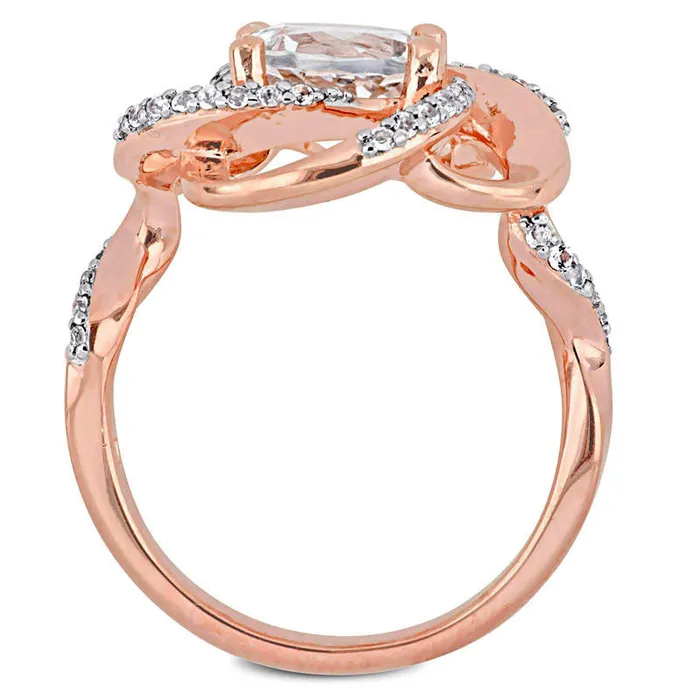 Goldia Rings 80mm White Topaz Flower Swirl Frame Ring in Sterling Silver with Rose Rhodium Goldia Rings 80mm White Topaz Flower Swirl Frame Ring in Sterling Silver with Rose Rhodium