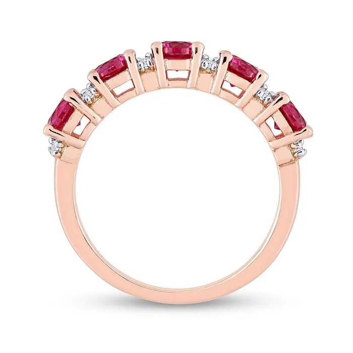 Goldia Rings LabCreated Ruby and White LabCreated Sapphire Five Stone Duo Stackable Band in Sterling Silver with Rose Rhodium Goldia Rings LabCreated Ruby and White LabCreated Sapphire Five Stone Duo Stackable Band in Sterling Silver with Rose Rhodium