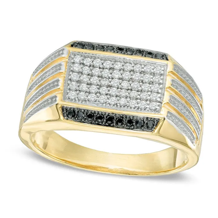 Goldia Rings Mens 033 CT TW Enhanced Black and White Natural Diamond Ring in Solid 10K Yellow Gold Goldia Rings Mens 033 CT TW Enhanced Black and White Natural Diamond Ring in Solid 10K Yellow Gold
