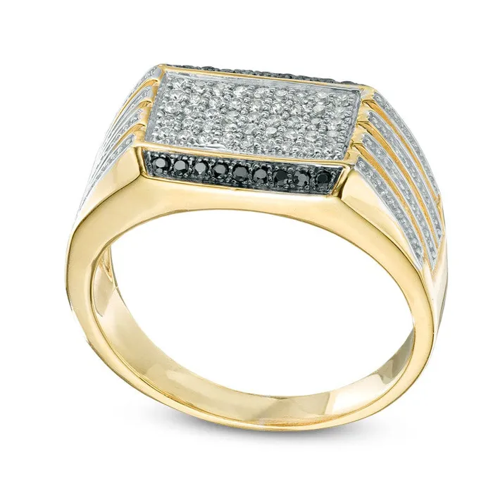 Goldia Rings Mens 033 CT TW Enhanced Black and White Natural Diamond Ring in Solid 10K Yellow Gold Goldia Rings Mens 033 CT TW Enhanced Black and White Natural Diamond Ring in Solid 10K Yellow Gold
