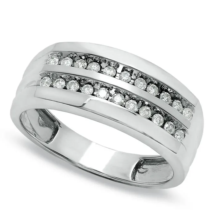 Goldia Rings Mens 033 CT TW Natural Diamond Double Row Wedding Band in Solid 10K White Gold Goldia Rings Mens 033 CT TW Natural Diamond Double Row Wedding Band in Solid 10K White Gold