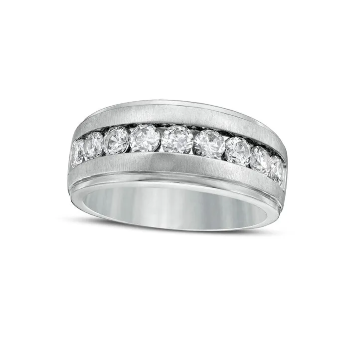Goldia Rings Mens 15 CT TW Natural Diamond Nine Stone Wedding Band in Solid 10K White Gold Goldia Rings Mens 15 CT TW Natural Diamond Nine Stone Wedding Band in Solid 10K White Gold
