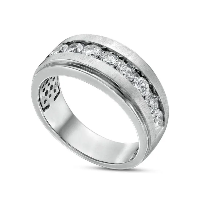 Goldia Rings Mens 15 CT TW Natural Diamond Nine Stone Wedding Band in Solid 10K White Gold Goldia Rings Mens 15 CT TW Natural Diamond Nine Stone Wedding Band in Solid 10K White Gold