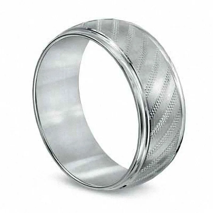 Goldia Rings Mens 80mm Textured Wedding Band in Solid 10K White Gold Goldia Rings Mens 80mm Textured Wedding Band in Solid 10K White Gold