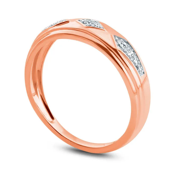 Goldia Rings Mens Natural Diamond Accent Retro Geometric Wedding Band in Solid 10K Rose Gold Goldia Rings Mens Natural Diamond Accent Retro Geometric Wedding Band in Solid 10K Rose Gold