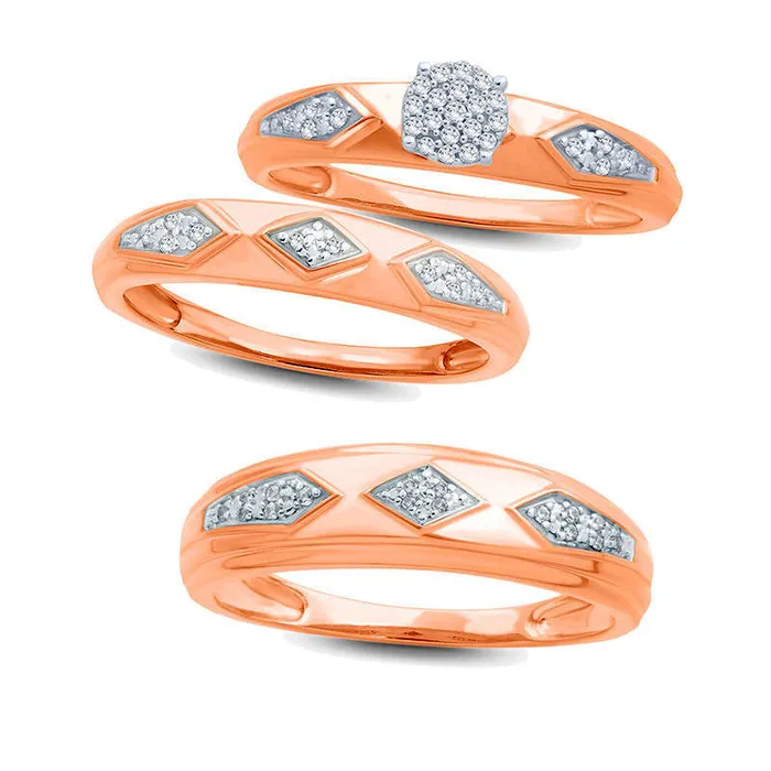 Goldia Rings Mens Natural Diamond Accent Retro Geometric Wedding Band in Solid 10K Rose Gold Goldia Rings Mens Natural Diamond Accent Retro Geometric Wedding Band in Solid 10K Rose Gold