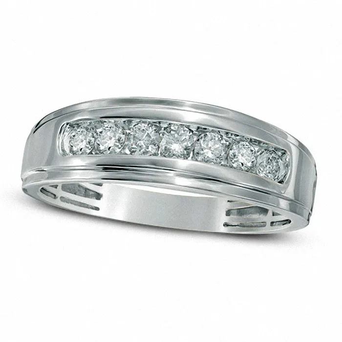 Goldia Rings Previously Owned Mens 050 CT TW Natural Diamond Comfort Fit Band in Solid 10K White Gold Goldia Rings Previously Owned Mens 050 CT TW Natural Diamond Comfort Fit Band in Solid 10K White Gold