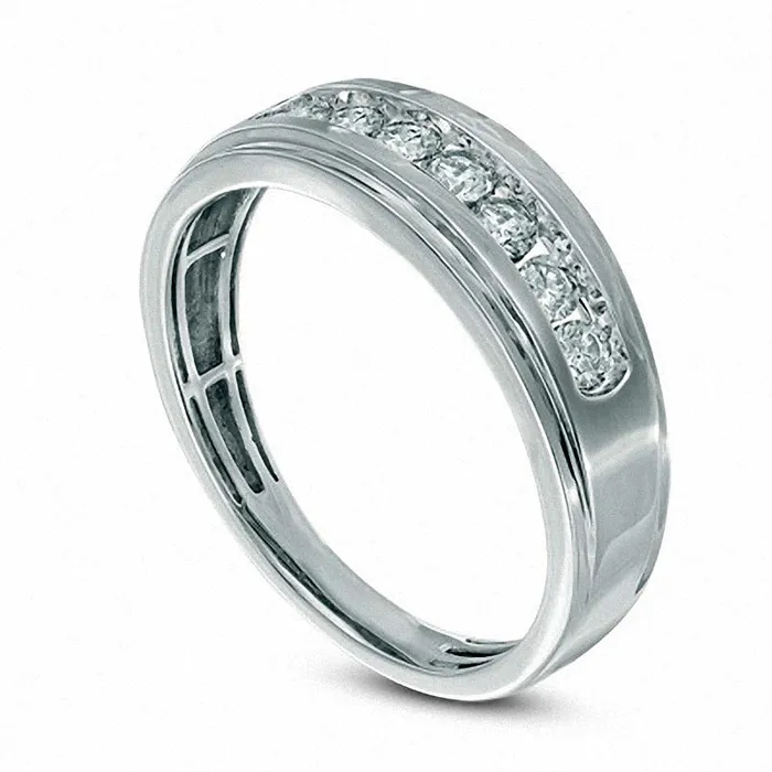 Goldia Rings Previously Owned Mens 050 CT TW Natural Diamond Comfort Fit Band in Solid 10K White Gold Goldia Rings Previously Owned Mens 050 CT TW Natural Diamond Comfort Fit Band in Solid 10K White Gold