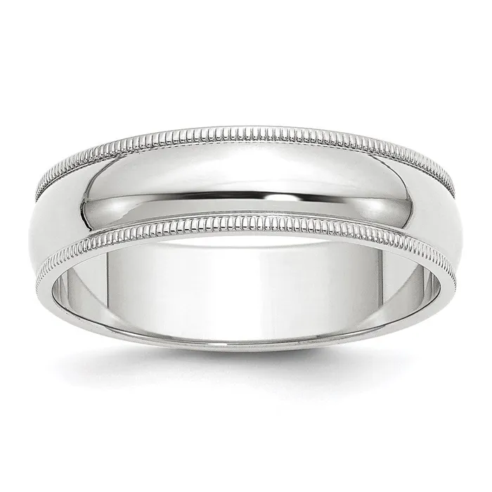 Goldia Rings Solid 10K White Gold 6mm Milgrain Half Round MensWomens Wedding Band Ring Size 135 Goldia Rings Solid 10K White Gold 6mm Milgrain Half Round MensWomens Wedding Band Ring Size 135