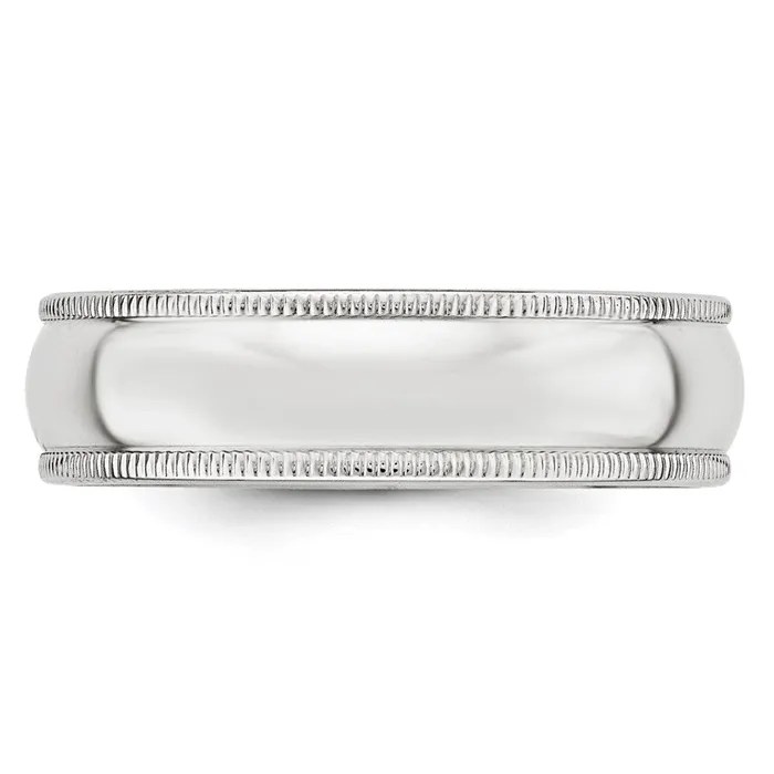 Goldia Rings Solid 10K White Gold 6mm Milgrain Half Round MensWomens Wedding Band Ring Size 135 Goldia Rings Solid 10K White Gold 6mm Milgrain Half Round MensWomens Wedding Band Ring Size 135