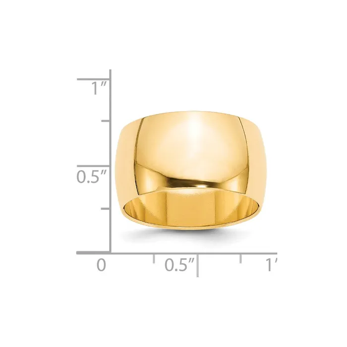 Goldia Rings Solid 10K Yellow Gold 12mm Half Round MensWomens Wedding Band Ring Size 55 Goldia Rings Solid 10K Yellow Gold 12mm Half Round MensWomens Wedding Band Ring Size 55