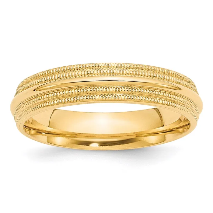 Goldia Rings Solid 10K Yellow Gold 5mm Double Milgrain Comfort Fit MensWomens Wedding Band Ring Size 115