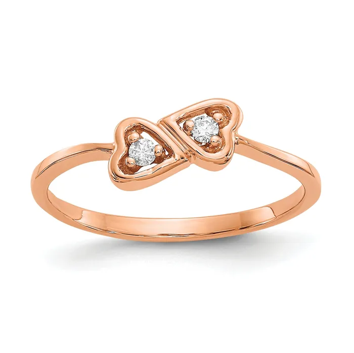 Goldia Rings Solid 14k Rose Gold VS Simulated CZ heart Ring