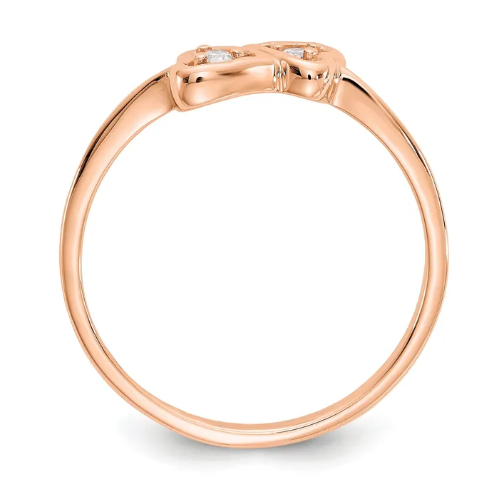 Goldia Rings Solid 14k Rose Gold VS Simulated CZ heart Ring
