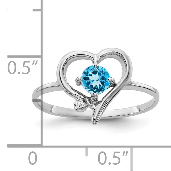 Goldia Rings Solid 14k White Gold 4mm Simulated Blue Topaz AA CZ Ring