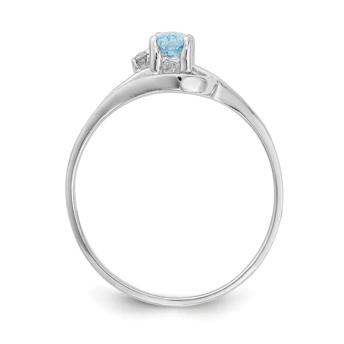 Goldia Rings Solid 14k White Gold 5x3mm Oval Simulated Blue Topaz VS CZ Ring
