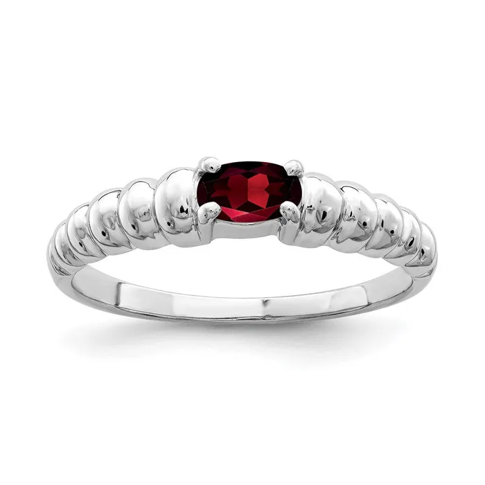 Goldia Rings Solid 14k White Gold 5x3mm Oval Simulated Garnet Ring