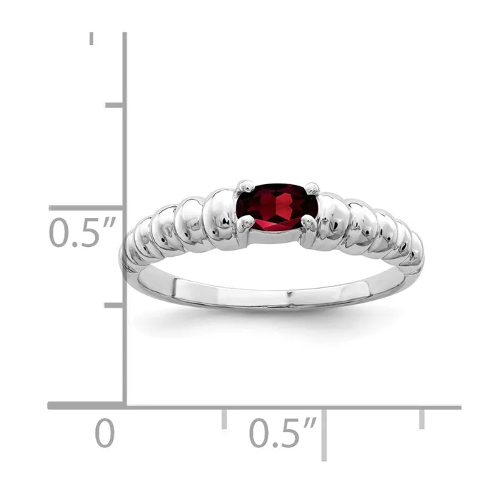 Goldia Rings Solid 14k White Gold 5x3mm Oval Simulated Garnet Ring