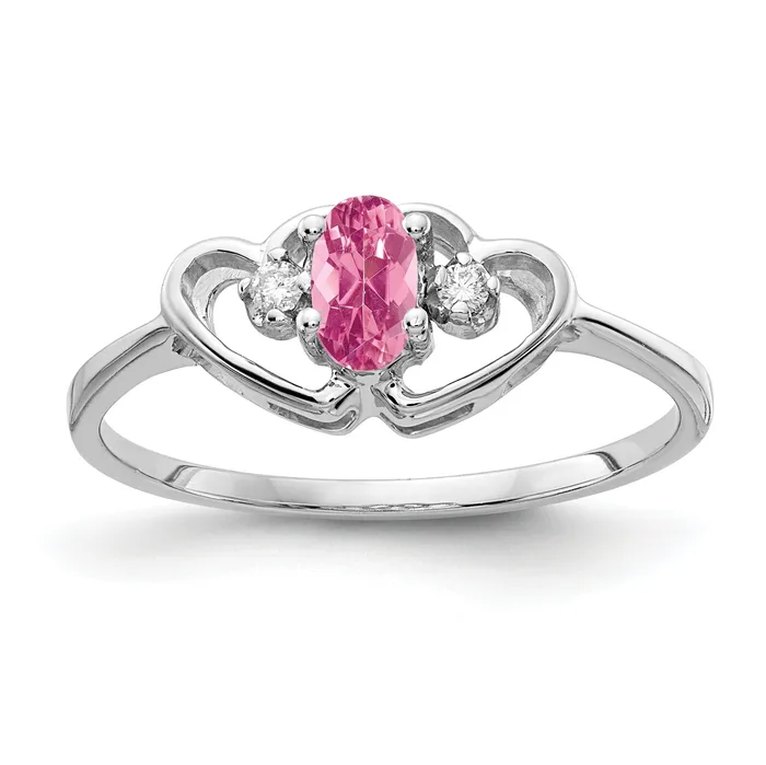 Goldia Rings Solid 14k White Gold 5x3mm Oval Simulated Pink Tourmaline A CZ Ring Goldia Rings Solid 14k White Gold 5x3mm Oval Simulated Pink Tourmaline A CZ Ring