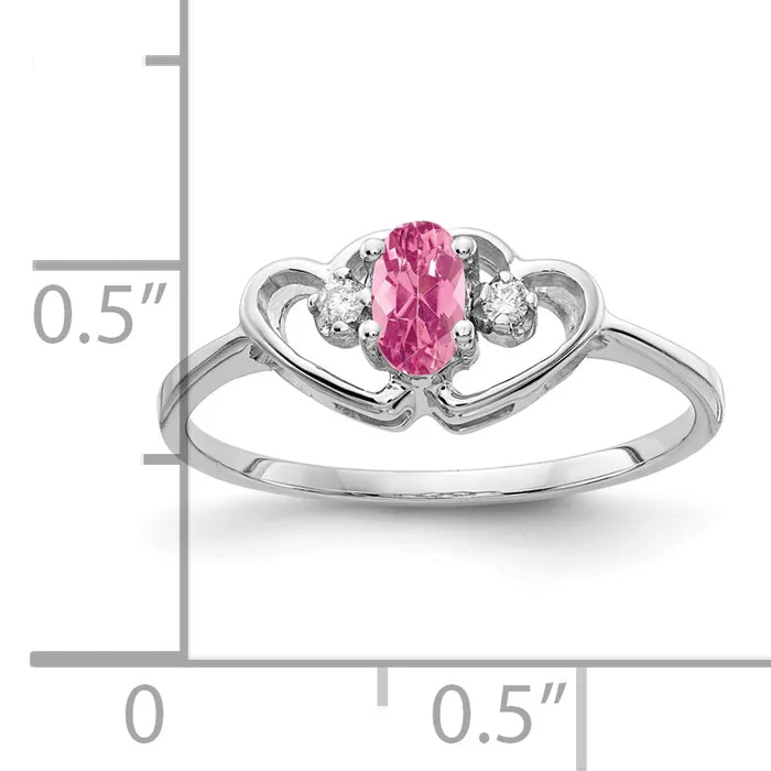 Goldia Rings Solid 14k White Gold 5x3mm Oval Simulated Pink Tourmaline A CZ Ring