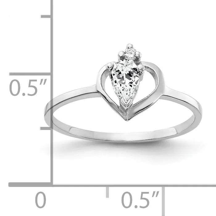 Goldia Rings Solid 14k White Gold 5x3mm Pear Cubic Zirconia AAA Simulated CZ Ring