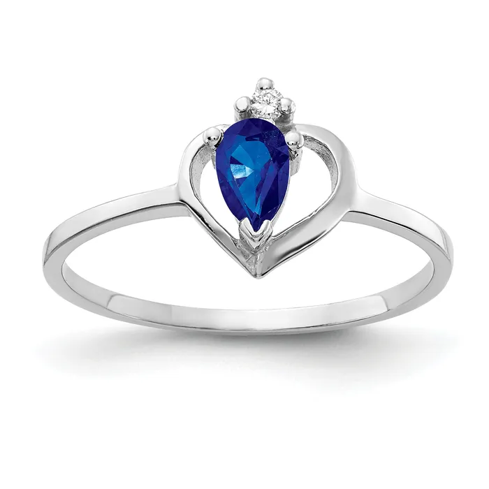 Goldia Rings Solid 14k White Gold 5x3mm Pear Simulated Sapphire AA CZ Ring