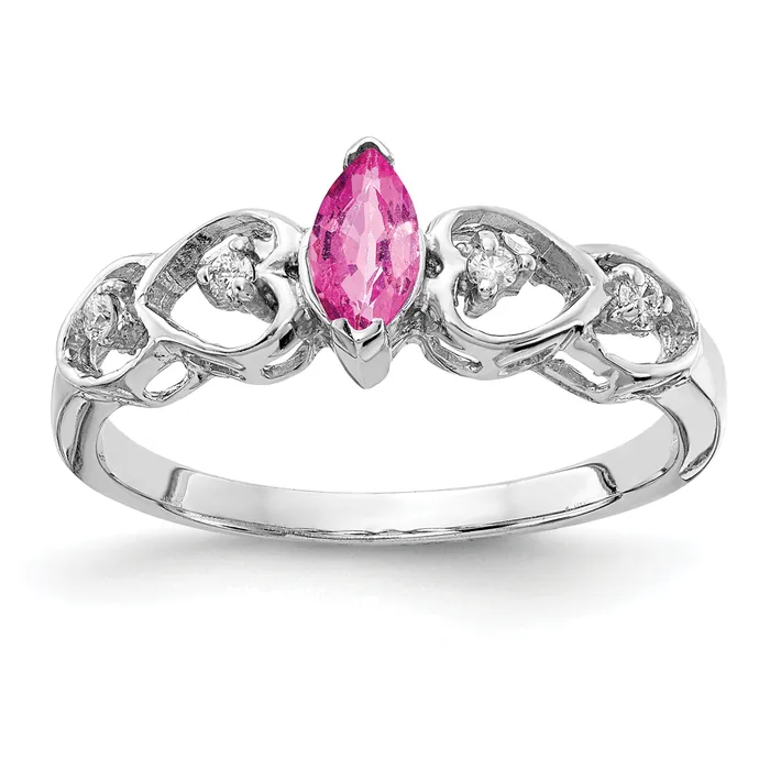 Goldia Rings Solid 14k White Gold 6x3mm Marquise PinK Simulated Sapphire AAA CZ Ring