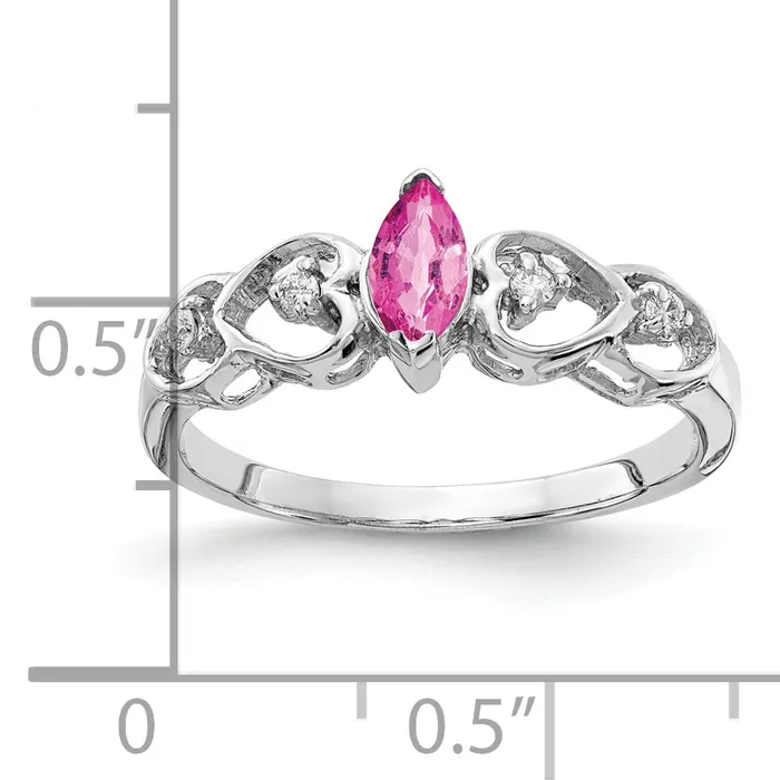 Goldia Rings Solid 14k White Gold 6x3mm Marquise PinK Simulated Sapphire AAA CZ Ring