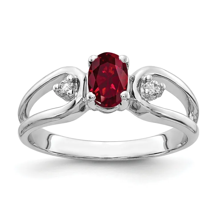 Goldia Rings Solid 14k White Gold 6x4mm Oval Created Simulated Ruby AAA CZ Ring Goldia Rings Solid 14k White Gold 6x4mm Oval Created Simulated Ruby AAA CZ Ring