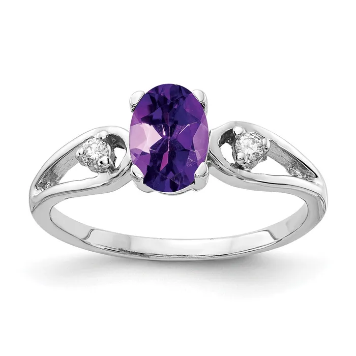 Goldia Rings Solid 14k White Gold 7x5mm Oval Simulated Amethyst A CZ Ring Goldia Rings Solid 14k White Gold 7x5mm Oval Simulated Amethyst A CZ Ring