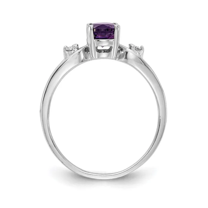 Goldia Rings Solid 14k White Gold 7x5mm Oval Simulated Amethyst A CZ Ring