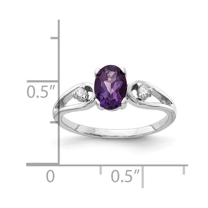 Goldia Rings Solid 14k White Gold 7x5mm Oval Simulated Amethyst A CZ Ring