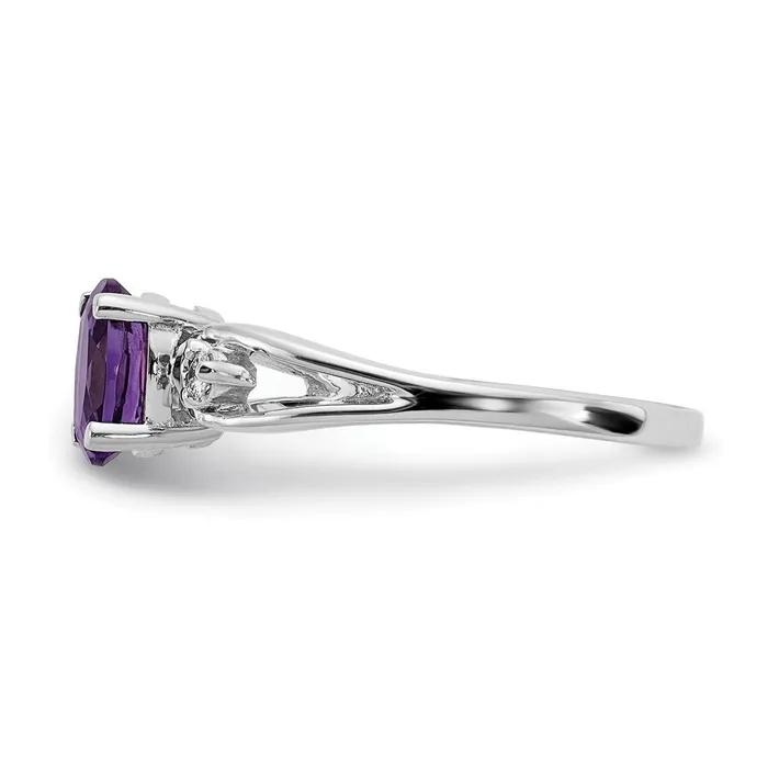 Goldia Rings Solid 14k White Gold 7x5mm Oval Simulated Amethyst A CZ Ring