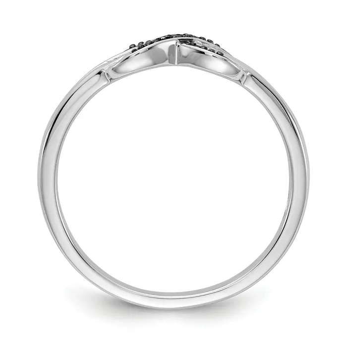 Goldia Rings Solid 14k White Gold BlacK and Simulated CZ XRing