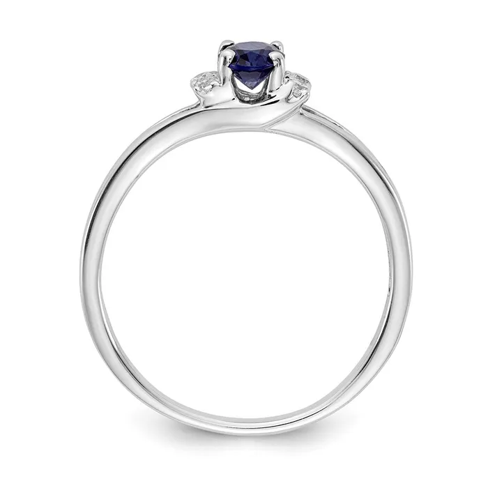 Goldia Rings Solid 14k White Gold Simulated CZ and Oval Sapphire Ring