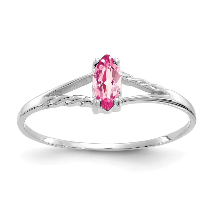 Goldia Rings Solid 14k White Gold Simulated Pink Tourmaline Birthstone Ring Goldia Rings Solid 14k White Gold Simulated Pink Tourmaline Birthstone Ring