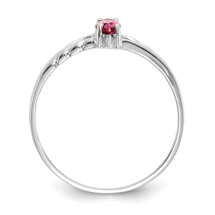 Goldia Rings Solid 14k White Gold Simulated Pink Tourmaline Birthstone Ring